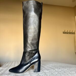 Sam Edelman Hutton Black Buttery Soft Leather Block Heel Pointy Toe Women 8.5 M